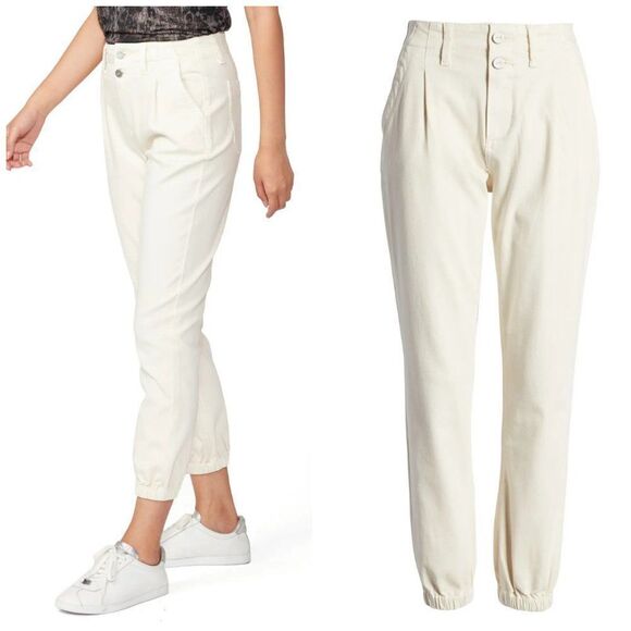 PAIGE Pleated Mayslie Double Button Skinny Jeans Size 32 - Picture 1 of 13